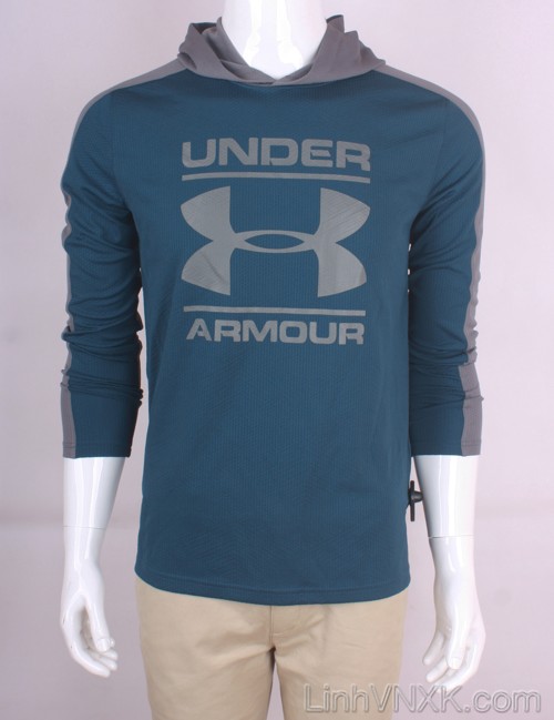 Áo hoodie thể thao nam xuất khẩu Under Armour màu xanh cổ vịt