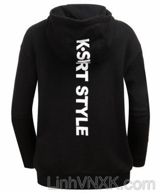 Áo hoodie nam xuất Hàn Kswiss màu đen