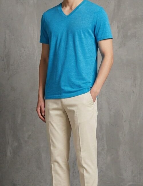Áo thun nam cổ tim xuất Mỹ BDG màu xanh blue