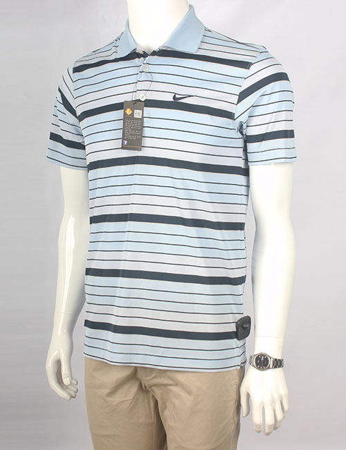 Áo thun polo nam Nike xuất khẩu xanh nhạt kẻ đen