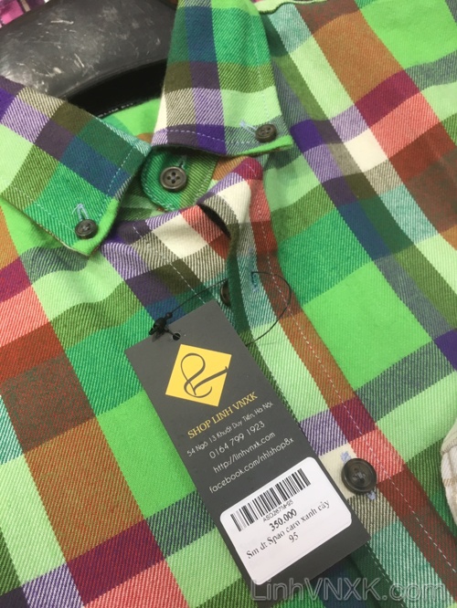 Áo sơ mi kẻ caro xanh Spao Hàn quốc