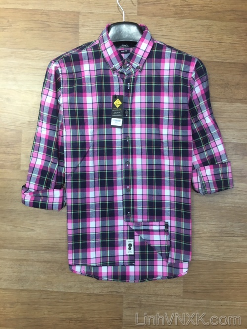 Áo sơ mi kẻ caro hồng Spao Hàn quốc