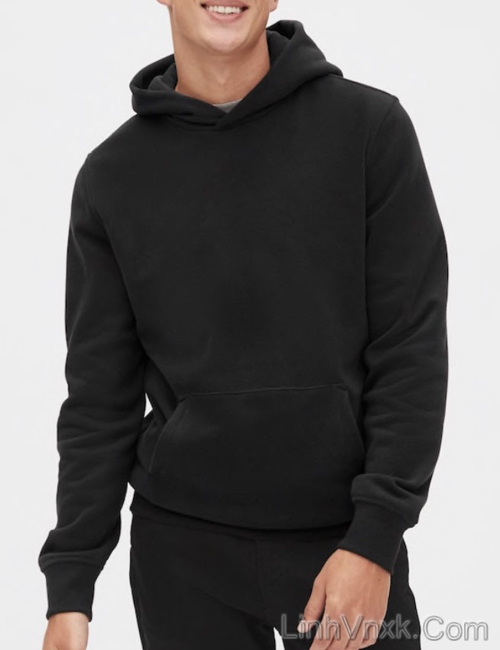 Áo hoodie nam nỉ Gap màu đen