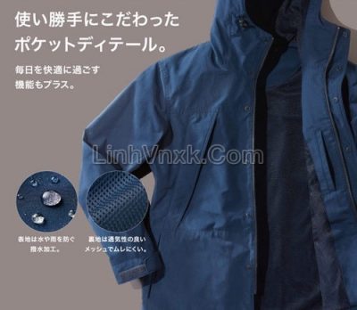 Áo khoác kaki xuất Nhật chống nước xanh navy
