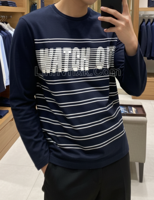 Áo Thun Dài Tay Xuất Hàn F2F Màu Navy