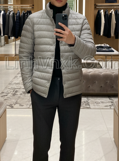 Áo khoác nam lông vũ golf EXR xuất Hàn màu ghi big size
