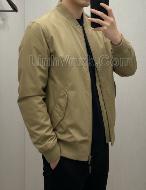 áo khoá gió bomber lót cotton uni màu be