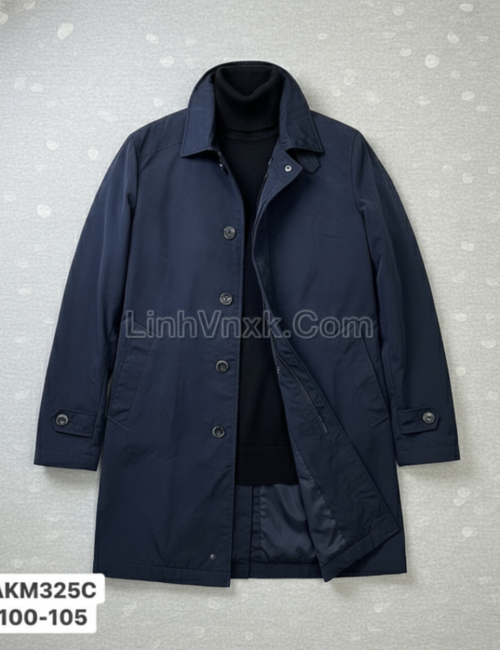 Áo măng tô kháng nước xuất hàn xanh navy