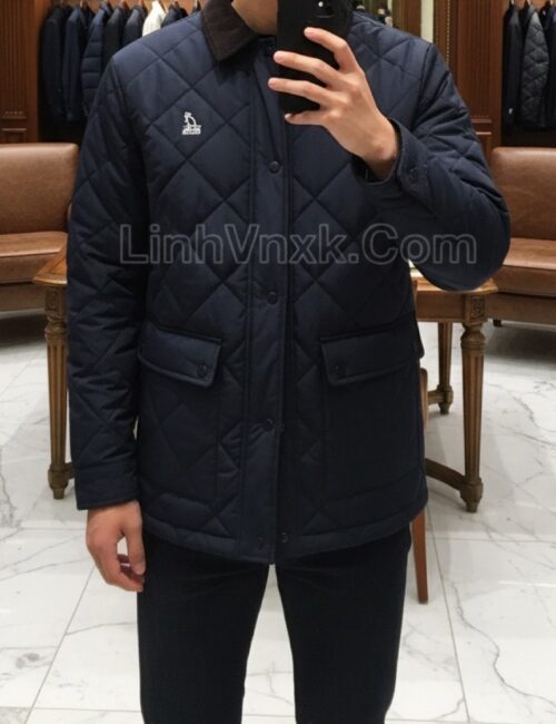 áo khoác chần bông cổ bẻ hàn quốc xanh navy