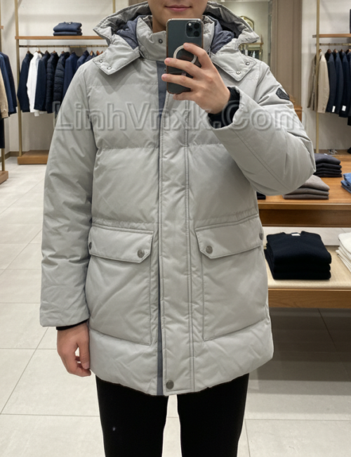 Áo khoác lông vũ parka màu ghi