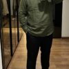 Sơ mi Uni flanel nửa khuy màu rêu XL