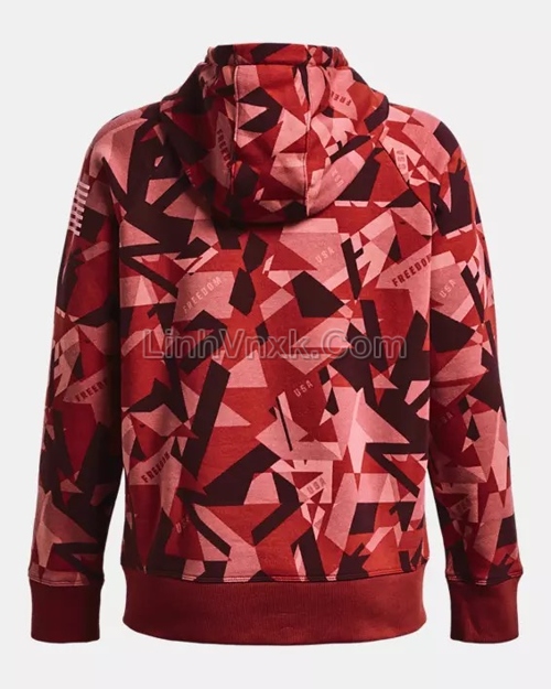 Áo hoodie nỉ bông U.A đỏ họa tiết