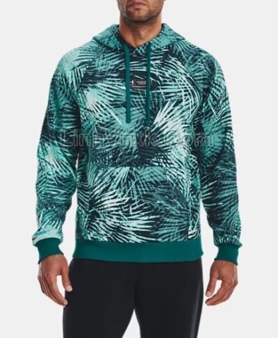 Áo hoodie nỉ bông U.A xanh lá cây họa tiết
