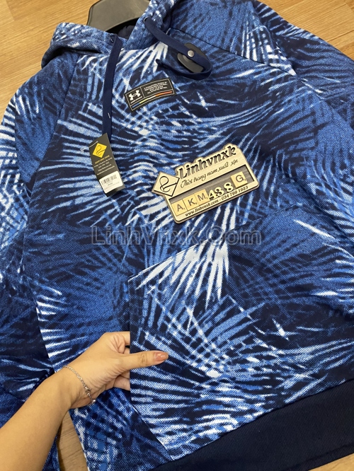 Áo hoodie nỉ bông U.A xanh blue họa tiết