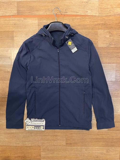 Áo gió golf có mũ 1 lớp Crocodile navy đậm