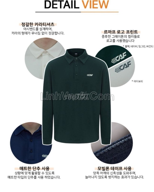 Áo polo golf dài tay giữ nhiệt xuất Hàn