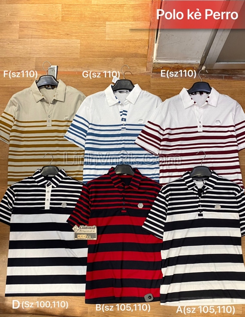Áo polo thể thao kẻ ngang xuất Hàn