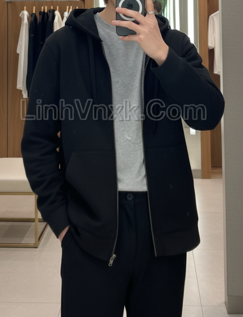 Áo khoác nỉ có mũ big size màu đen