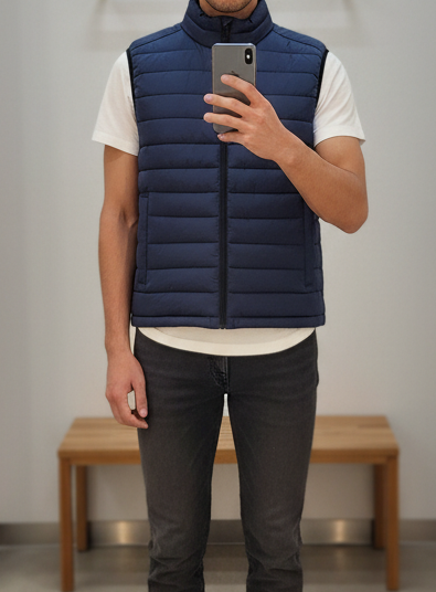 áo gile chần bông aero màu xanh navy