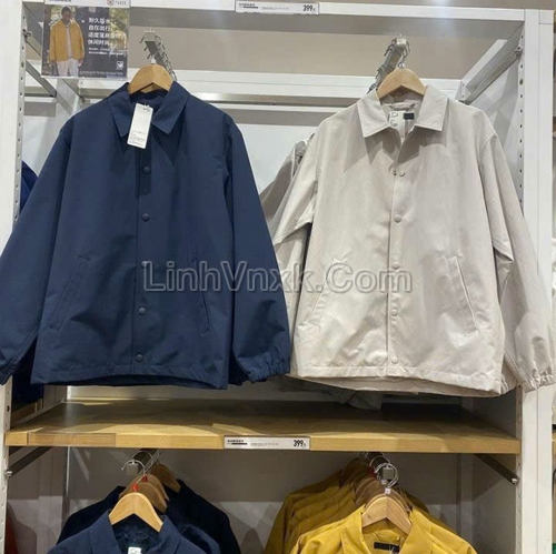 Áo khoác nam cổ bẻ chống nước Uni xanh navy
