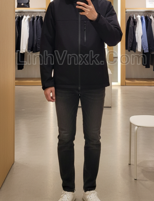Áo khoác gió chống nước Spao Hàn Quốc màu đen XL