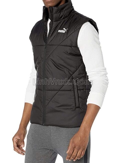 Áo gile hàng hiệu màu đen chần chéo sz M L