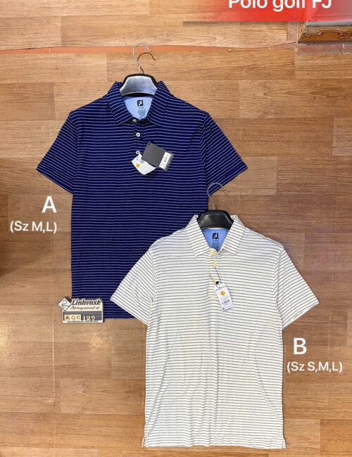 Alternative view of Áo golf FJ kẻ ngang xuất Hàn xanh navy