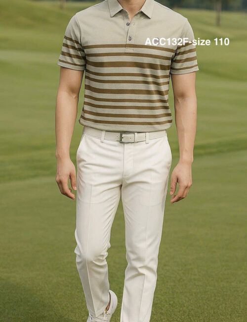 Áo polo thun lạnh thể thao Hàn quốc kẻ nâu ACC131F sz 110