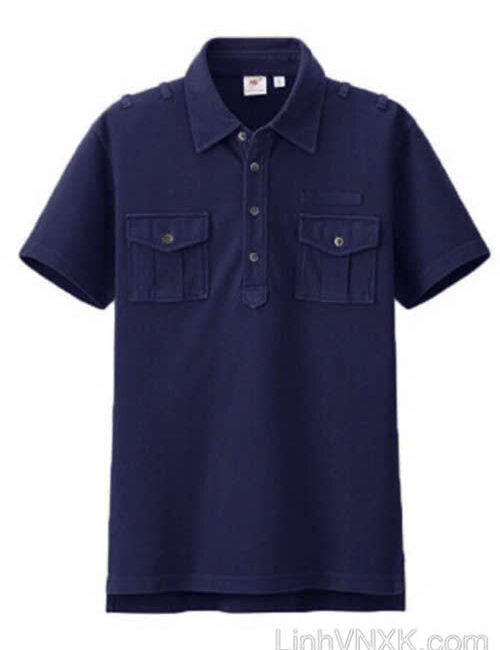 Áo polo nam Uni 2 túi ngực màu xanh blue sz M