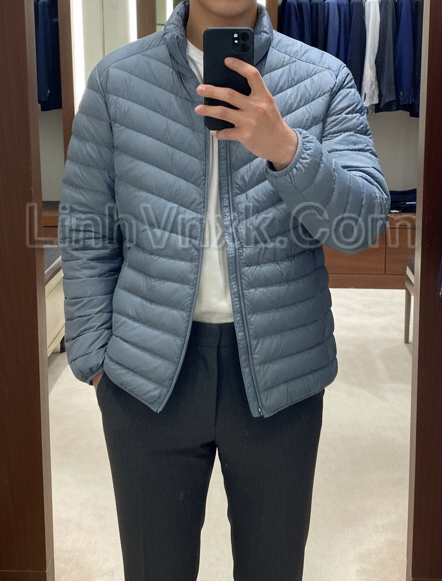 Áo lông vũ tráng bạc Millet xanh chàm sz 105