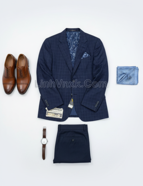Áo blaze màu navy kẻ caro xuất khẩu