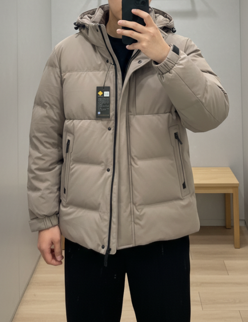 Áo khoác parka lông vũ chống nước màu be