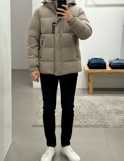 Áo khoác parka lông vũ chống nước màu be