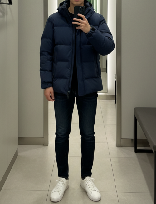 Áo khoác parka lông vũ chống nước xanh navy