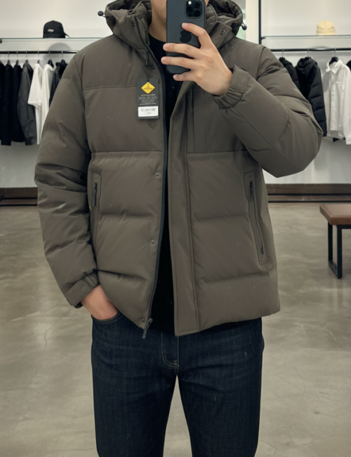 Áo khoác parka lông vũ chống nước màu rêu