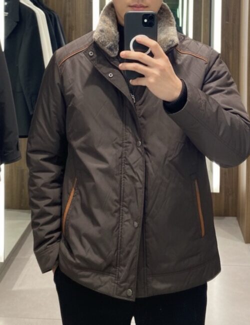 Áo khoác nam 3in1 cổ lông (tháo rời) màu nâu AKM295A sz 100, 110