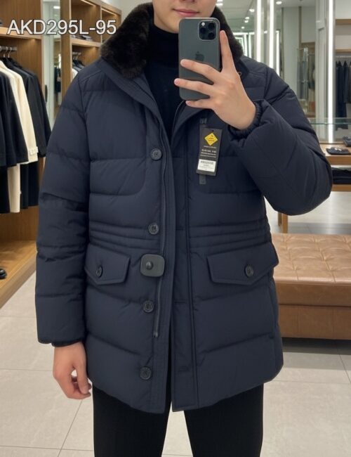 Áo khoác nam 2in1 cổ lông (tháo rời) xanh navy AKD295L sz 95