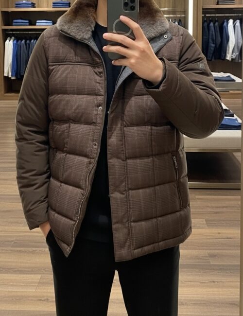 Áo khoác lông vũ nam 2in1 cổ lông (tháo rời) AKD295P sz 100