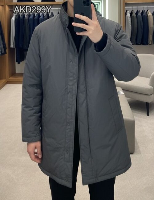 Áo măng tô lông vũ màu xám AKD299Y sz 100