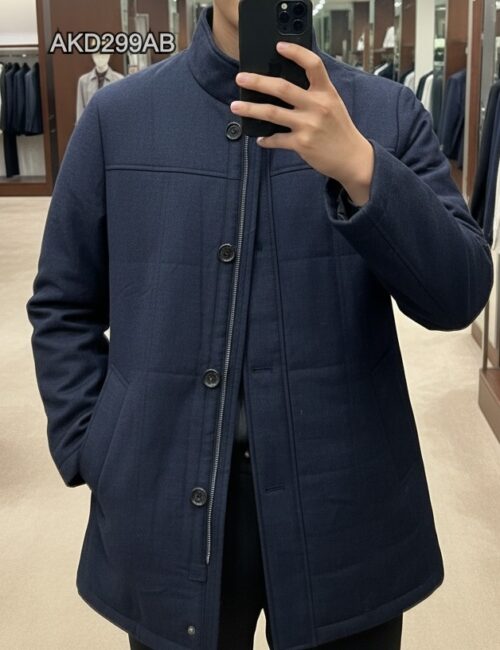 Áo măng tô dạ trần bông navy AKD299AB sz 100