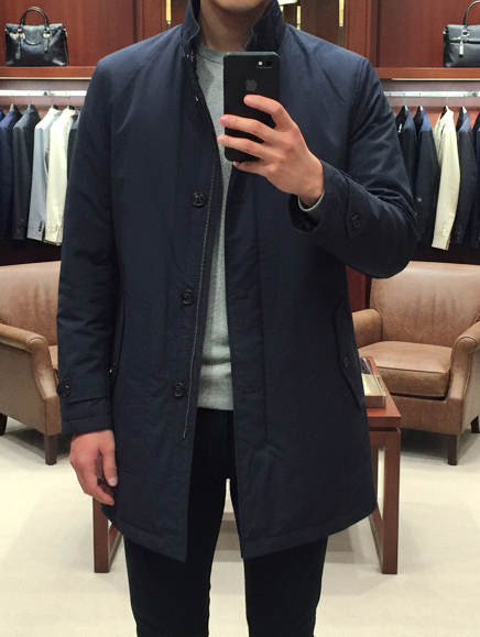 Áo măng tô chần bông navy xuất Hàn AKD299C sz 95,100,110