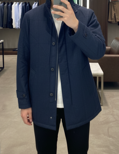 Áo măng tô chần bông navy xước xuất Hàn AKD299L sz 95