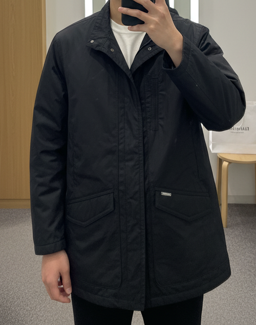 Áo măng tô chần bông màu đen AKD299T sz 105