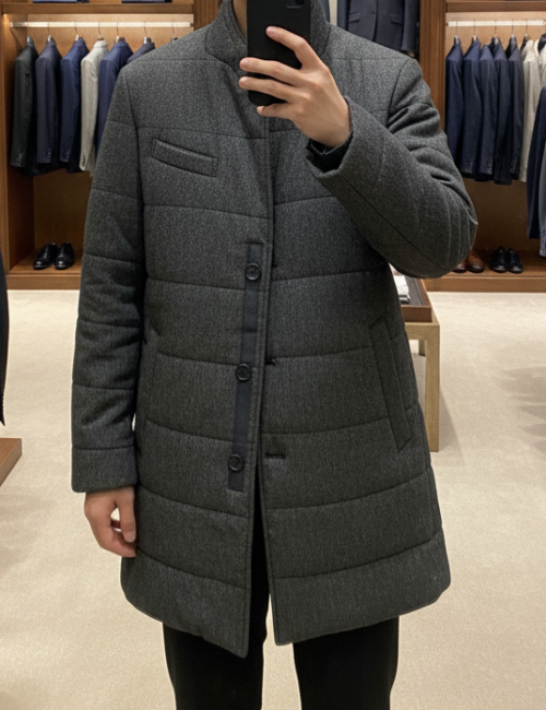 Áo măng tô chần bông xám AKD299U sz 100