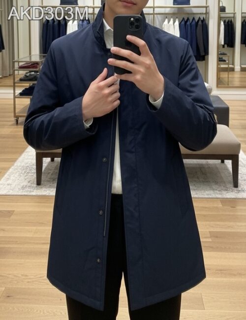 Áo trench coat nam xanh navy 2in1 AKD303M sz 100