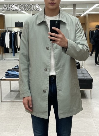 Áo trench coat nam xanh mint 2in1 AKD303Q sz 105