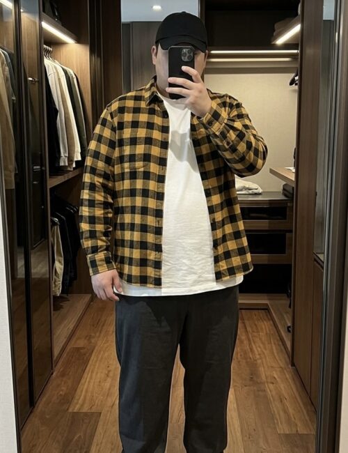 Sơ mi Uni flanel regular kẻ caro vàng
