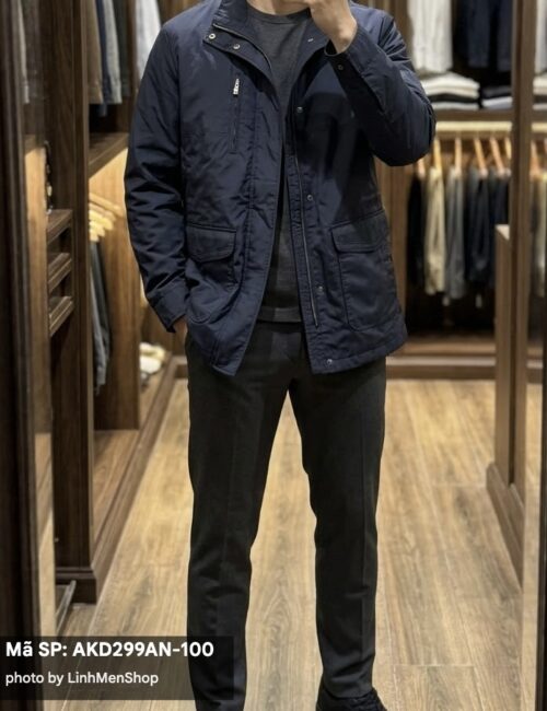 Áo măng tô chần bông xanh navy AKD299AN sz 100