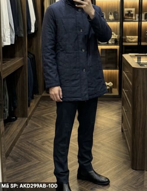 Áo măng tô dạ trần bông navy AKD299AB sz 100