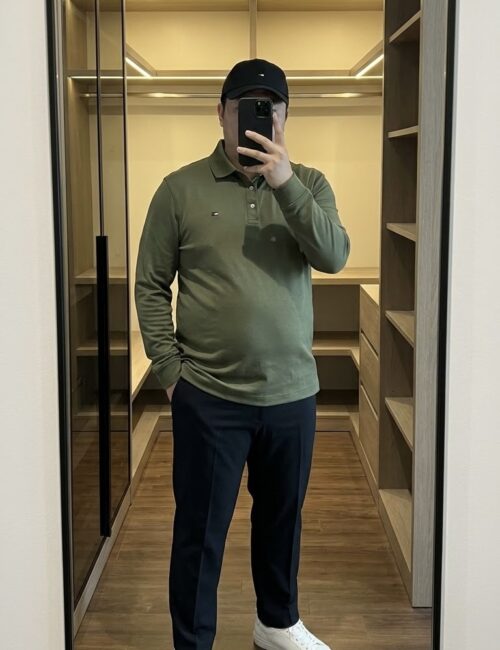 Polo nam hàng hiệu màu xanh rêu Sz L